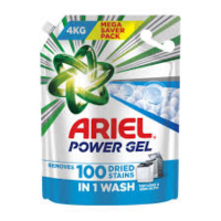 ariel top load liquid power gel detergent pouch 4 kg